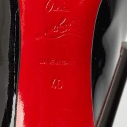 Christian Louboutin Black Patent Leather Doracora Red Heart Pumps Size 40