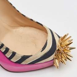 Christian Louboutin Multicolor Zebra Print Suede and Leather Asteroid Platform Pumps Size 38