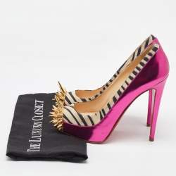 Christian Louboutin Multicolor Zebra Print Suede and Leather Asteroid Platform Pumps Size 38