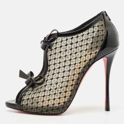 Christian Louboutin Black Patent Leather and Mesh Empiralta Booties Size 40.5
