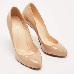 Christian Louboutin Beige Patent Leather Fifi Pumps Size 38.5