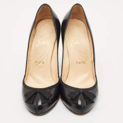 Christian Louboutin Black Leather and Grosgrain Lavalliere Pumps Size 38.5
