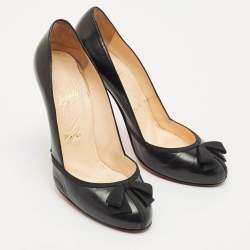 Christian Louboutin Black Leather and Grosgrain Lavalliere Pumps Size 38.5