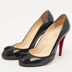 Christian Louboutin Black Leather and Grosgrain Lavalliere Pumps Size 38.5