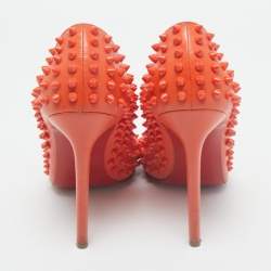 Christian Louboutin Orange Leather Pigalle Spikes Pumps Size 41 