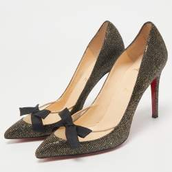 Christian Louboutin Metallic Two Tone Glitter Love Me Lady Bow Pumps Size 39.5
