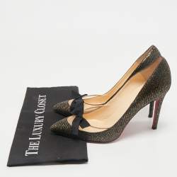 Christian Louboutin Metallic Two Tone Glitter Love Me Lady Bow Pumps Size 39.5