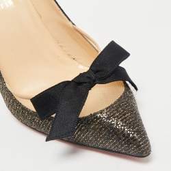 Christian Louboutin Metallic Two Tone Glitter Love Me Lady Bow Pumps Size 39.5
