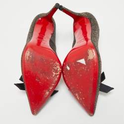 Christian Louboutin Metallic Two Tone Glitter Love Me Lady Bow Pumps Size 39.5