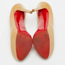 Christian Louboutin Beige Patent Leather Bianca Platform Pumps Size 38.5
