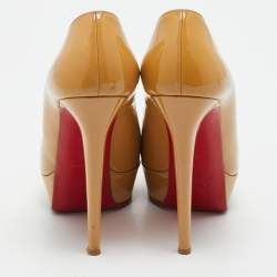 Christian Louboutin Beige Patent Leather Bianca Platform Pumps Size 38.5