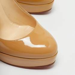 Christian Louboutin Beige Patent Leather Bianca Platform Pumps Size 38.5