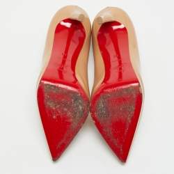 Christian Louboutin Beige Patent Leather Pigalle Plato Pumps Size 38