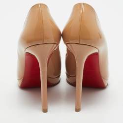 Christian Louboutin Beige Patent Leather Pigalle Plato Pumps Size 38