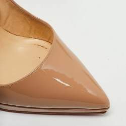 Christian Louboutin Beige Patent Leather Pigalle Plato Pumps Size 38