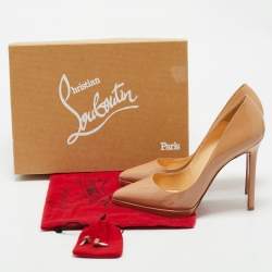 Christian Louboutin Beige Patent Leather Pigalle Plato Pumps Size 38