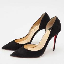 Pre Owned Christian Louboutin Black Velvet Iriza Pointed Toe D'orsay Pumps Size 39