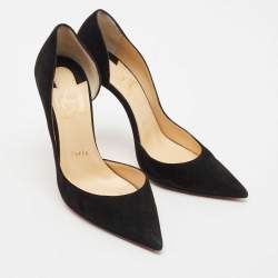 Pre Owned Christian Louboutin Black Velvet Iriza Pointed Toe D'orsay Pumps Size 39