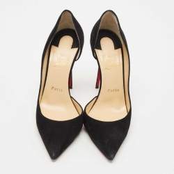 Pre Owned Christian Louboutin Black Velvet Iriza Pointed Toe D'orsay Pumps Size 39