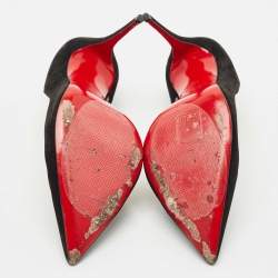 Pre Owned Christian Louboutin Black Velvet Iriza Pointed Toe D'orsay Pumps Size 39