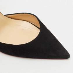 Pre Owned Christian Louboutin Black Velvet Iriza Pointed Toe D'orsay Pumps Size 39