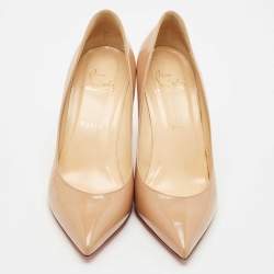 Pre Owned Christian Louboutin Beige Patent Leather Piou Piou Pumps Size 38