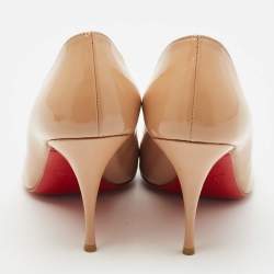 Pre Owned Christian Louboutin Beige Patent Leather Piou Piou Pumps Size 38