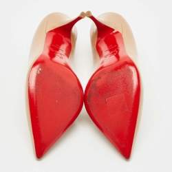 Pre Owned Christian Louboutin Beige Patent Leather Piou Piou Pumps Size 38