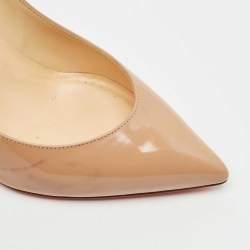 Pre Owned Christian Louboutin Beige Patent Leather Piou Piou Pumps Size 38