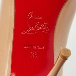 Pre Owned Christian Louboutin Beige Patent Leather Piou Piou Pumps Size 38