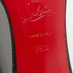 Pre Owned Christian Louboutin Black Leather and Mesh Galativi Spike Pointed Toe Pumps Size 38.5