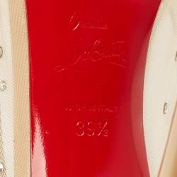 Christian Louboutin Beige Mesh and Patent Leather Follies Strass Pumps Size 39.5