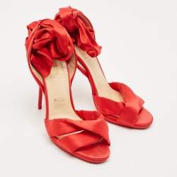 Christian Louboutin Red Satin Tres Frais Sandals Size 39