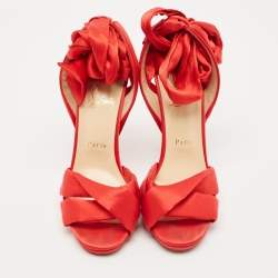 Christian Louboutin Red Satin Tres Frais Sandals Size 39