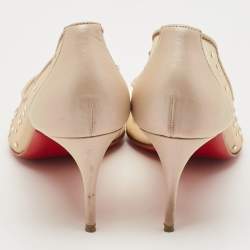 Christian Louboutin Beige Mesh and Leather Follies Strass Pointed Toe Pumps Size 39