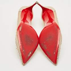 Christian Louboutin Beige Mesh and Leather Follies Strass Pointed Toe Pumps Size 39