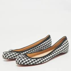 Christian Louboutin White/Black Canvas  Ballet Flats Size 39.5