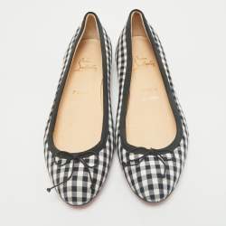 Christian Louboutin White/Black Canvas  Ballet Flats Size 39.5
