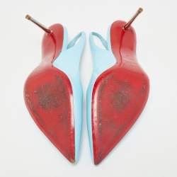 Christian Louboutin Blue Patent Kate Sling 85 Pumps Size 39