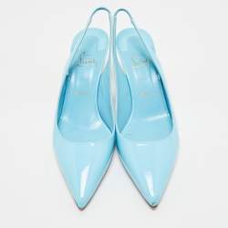 Christian Louboutin Blue Patent Kate Sling 85 Pumps Size 39