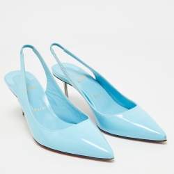 Christian Louboutin Blue Patent Kate Sling 85 Pumps Size 39