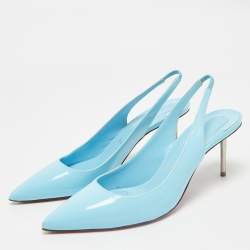Christian Louboutin Blue Patent Kate Sling 85 Pumps Size 39