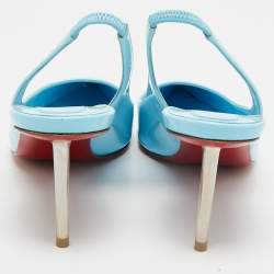 Christian Louboutin Blue Patent Kate Sling 85 Pumps Size 39