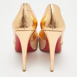 Christian Louboutin Maggie Glitter & Snakeskin Embossed Leather Platform Pumps Size 38
