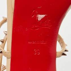 Christian Louboutin Beige Leather Spike Choca Lux Sandals Size 39