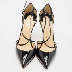Christian Louboutin Black Patent Leather Cross Blake D'orsay Pumps Size 39