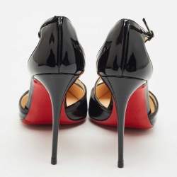 Christian Louboutin Black Patent Leather Cross Blake D'orsay Pumps Size 39