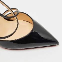 Christian Louboutin Black Patent Leather Cross Blake D'orsay Pumps Size 39