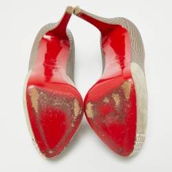 Christian Louboutin Grey Leather and Suede Maggie Platform Pumps Size 37