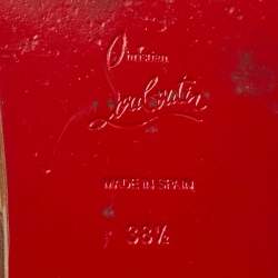 Christian Louboutin Brown Logo Canvas and Leather Crossimule Flat Slides Size 38.5